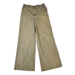 YFB Young Fabulous Broke Wide Leg Pants Olive Green Women's Medium Cotton Coast